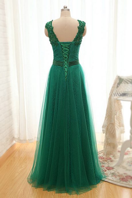 Robe longue dentelle verte