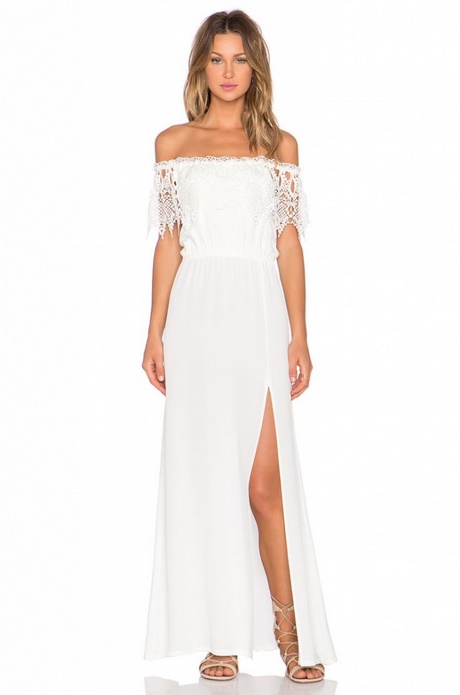 Robe longue fendue blanche