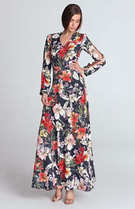 Robe longue fleurie manche longue