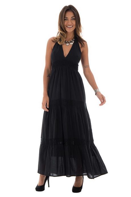 Robe longue noire en coton