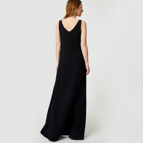 Robe longue noire en coton