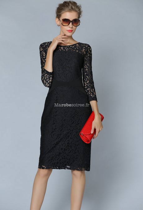 Robe manche longue dentelle noire