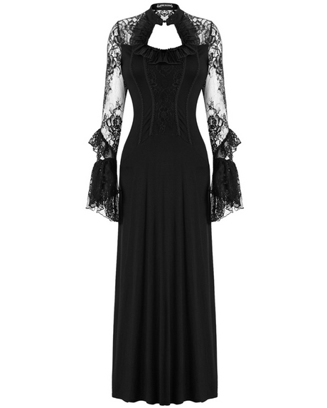 Robe manche longue dentelle noire