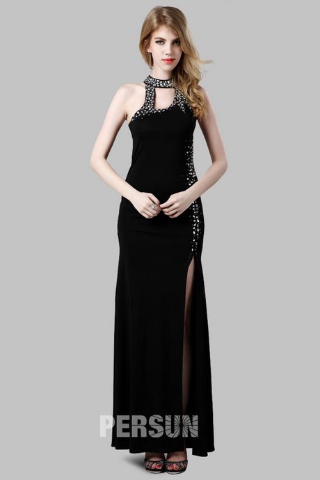 Robe noire fendue longue