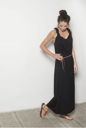 Robe noire longue coton