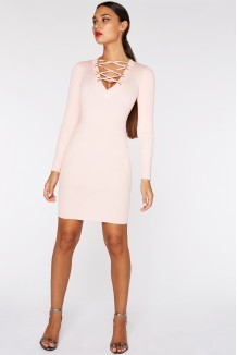 Robe pull rose poudre