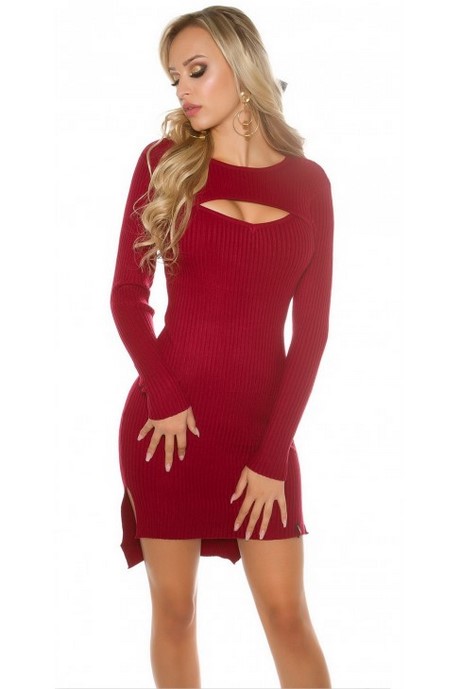 Robe pull rouge femme