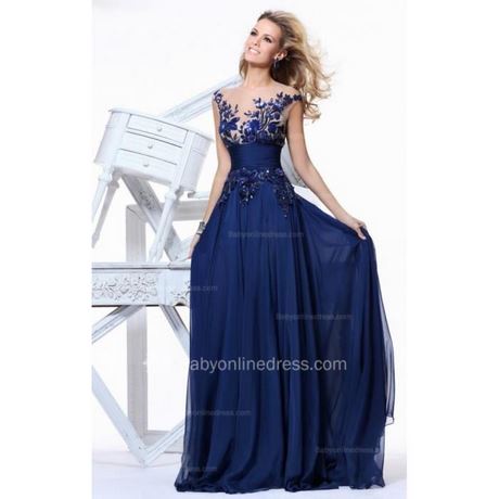 Robe soirée bleu dentelle