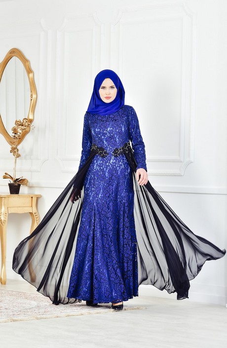 Robe soirée bleu dentelle