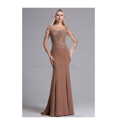 Robe soirée dentelle manche longue