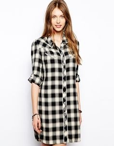 Robe chemise à carreaux femme