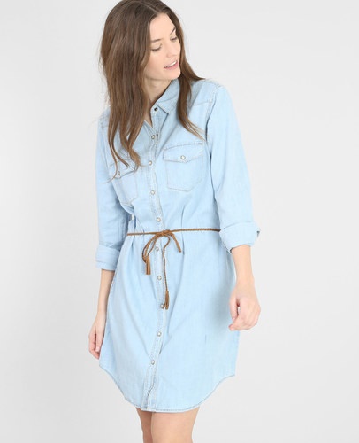 Robe chemise bleu ciel