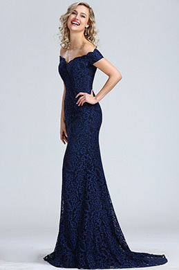 Robe cocktail bleu marine