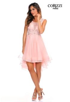 Robe cocktail courte rose pale