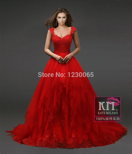 Robe de mariée rouge dentelle