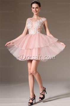 Robe de soirée courte rose pale