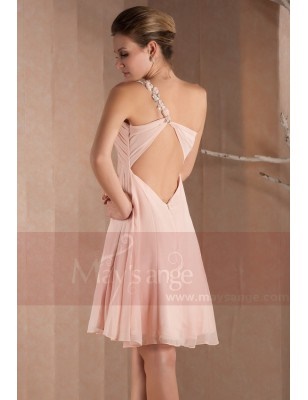 Robe de soirée courte rose pale