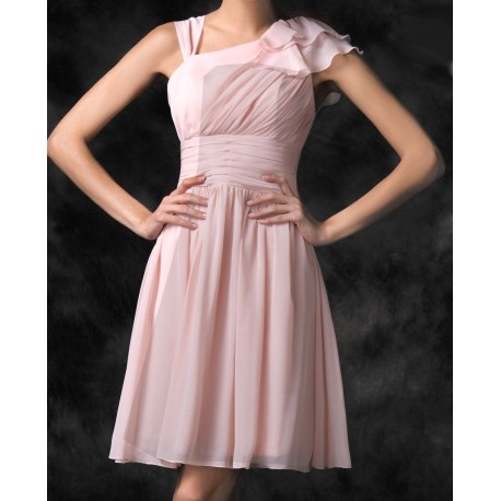 Robe de soirée courte rose poudrée