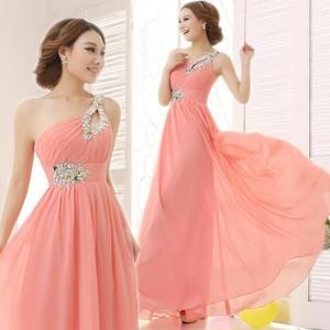 Robe de soirée longue rose pale