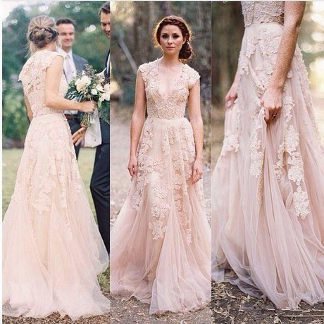 Robe de soirée rose pale longue