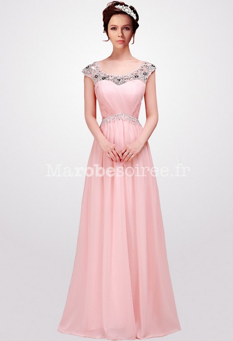 Robe de soirée rose pale longue