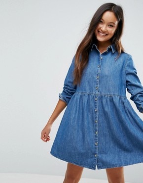 Robe en jean manche courte