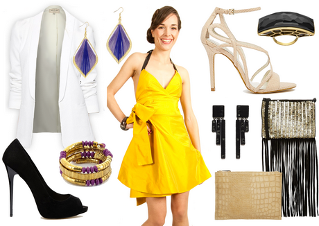 Robe jaune et grise