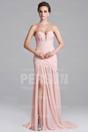 Robe longue de soirée rose pale