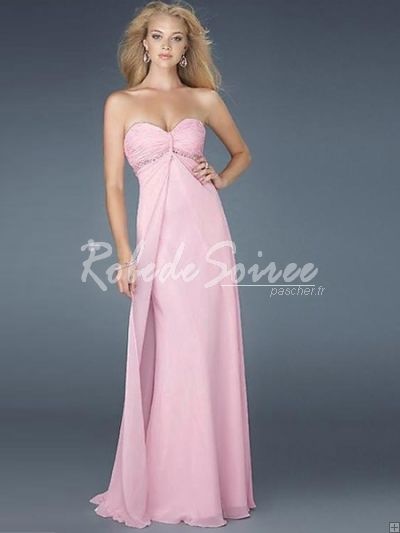 Robe longue de soirée rose pale