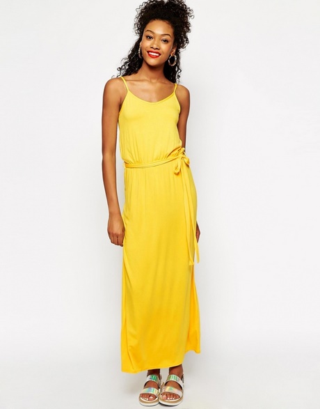 Robe longue jaune moutarde