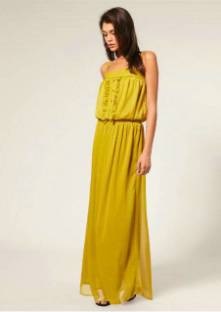 Robe longue jaune moutarde