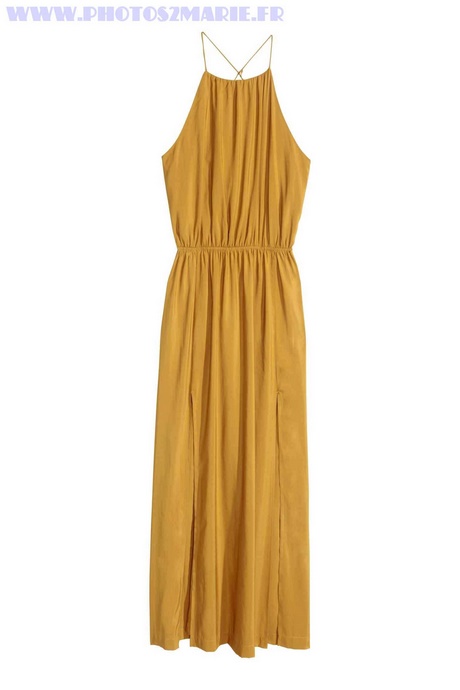 Robe longue jaune moutarde