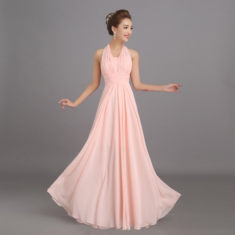 Robe longue rose clair