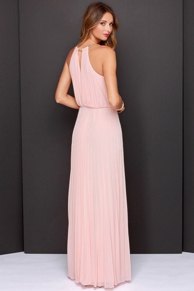 Robe rose poudré longue