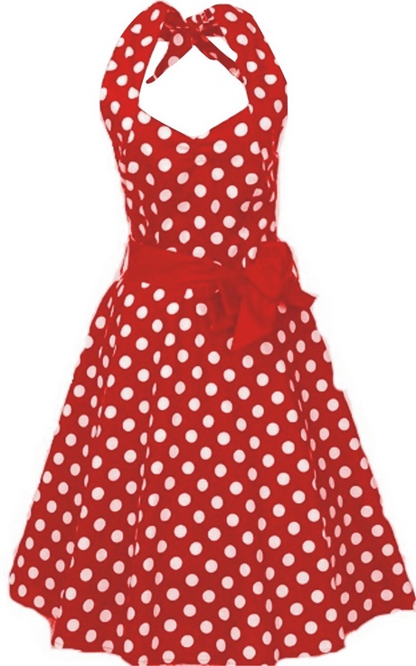 Robe rouge pois blanc femme