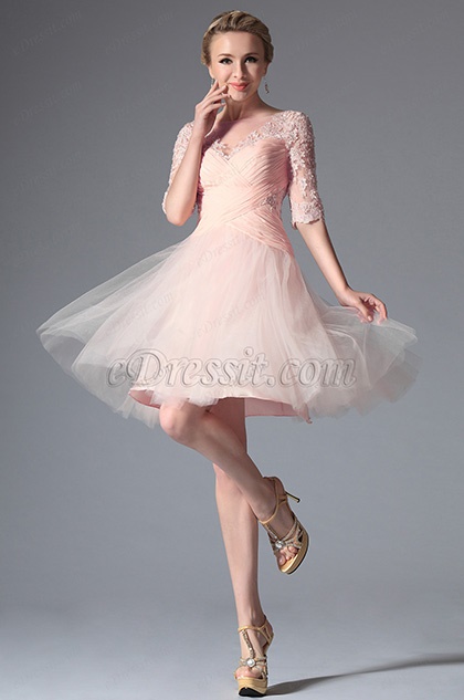 Robe soiree rose poudré