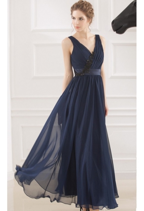 Robe de cocktail longue bleu