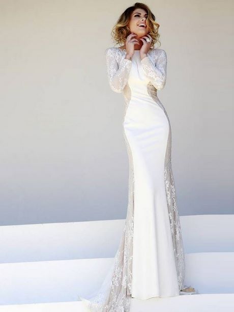 Robe de soirée blanche manche longue