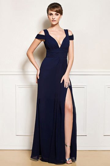 Robe de soirée bleu marine longue