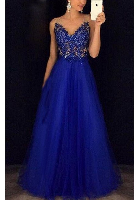 Robe de soirée bleu roi longue