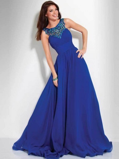 Robe longue cocktail bleu