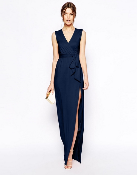 Robe longue cocktail bleu