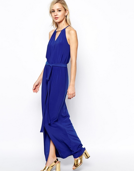 Robe longue cocktail bleu