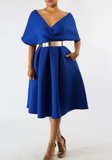 Robe mi longue bleu roi