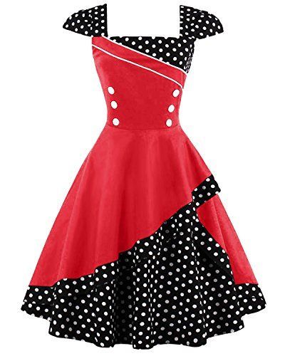 Robe vintage rouge à pois blanc