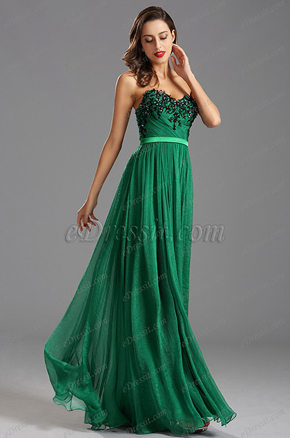 Robe de soirée vert emeraude