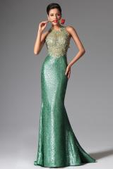 Robe de soirée verte longue