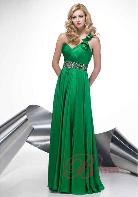 Robe de soirée verte longue