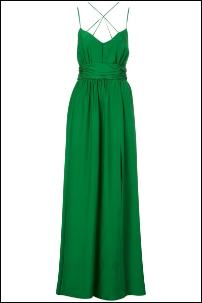 Robe soie verte