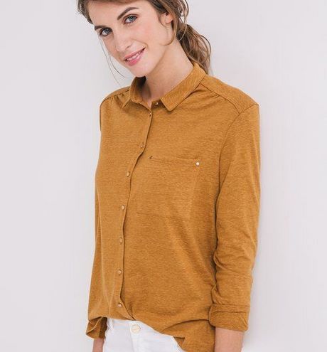 Chemise femme moutarde